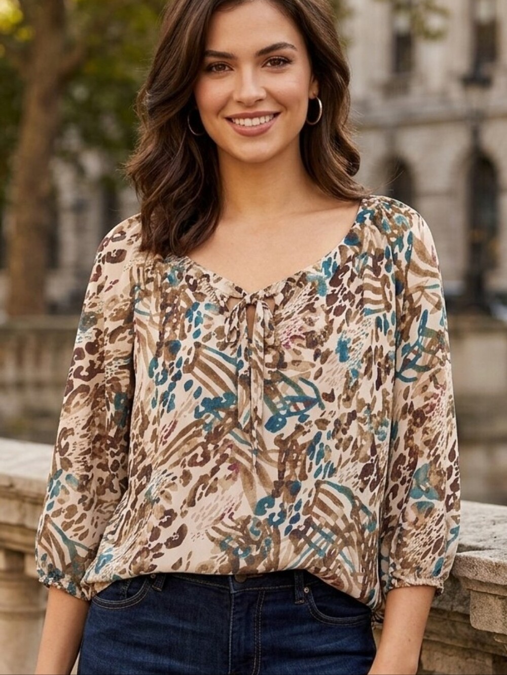 Zac & Rachel New Colorful Print Top‎ Womens Sz XL Business Casual Vacation